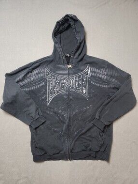 Y2K 00’s Tapout Zip Up Hoodie Graffiti Logo - Size XL